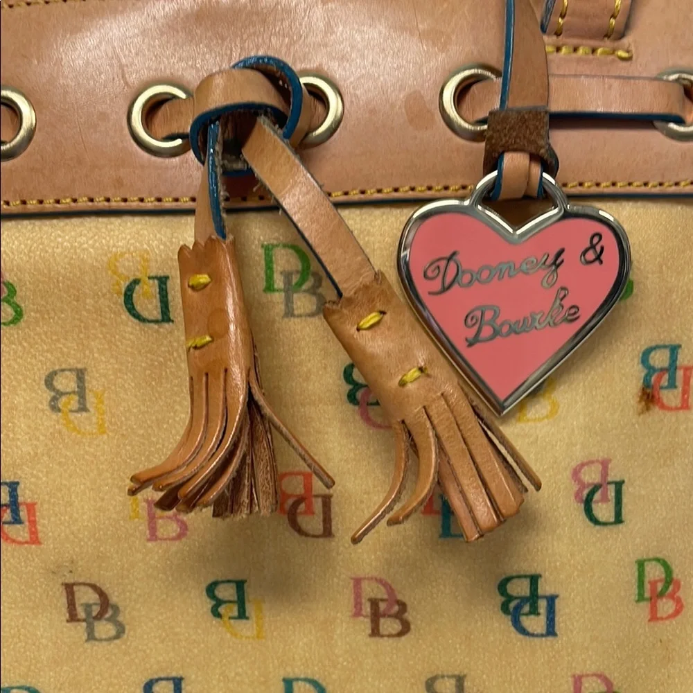 Vintage Dooney & Bourke Tan Satchel with Leather Trim